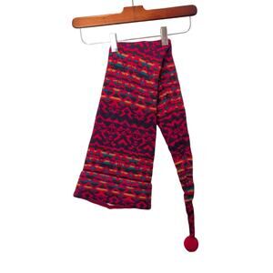 Vtg 80s 90s Merkley Handmade Red Super Long Wool Stocking Cap Hat Elf Aztec